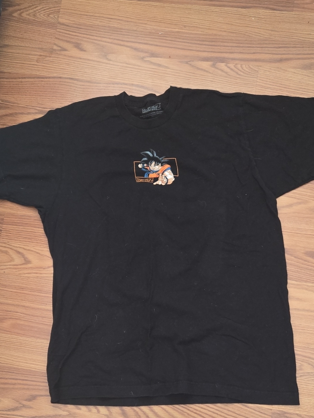 Black Short-Sleeve Graphic Tee with Center Anime Print